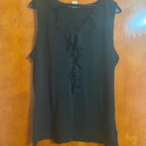 White House Black Market Ruffled Black Sleeveless Top size XL